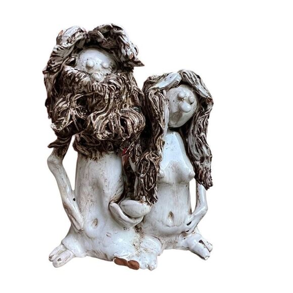 Vintage Adam And Eve Figurine Art Dino Bencini Italian Terracotta Clay - Picture 2 of 8